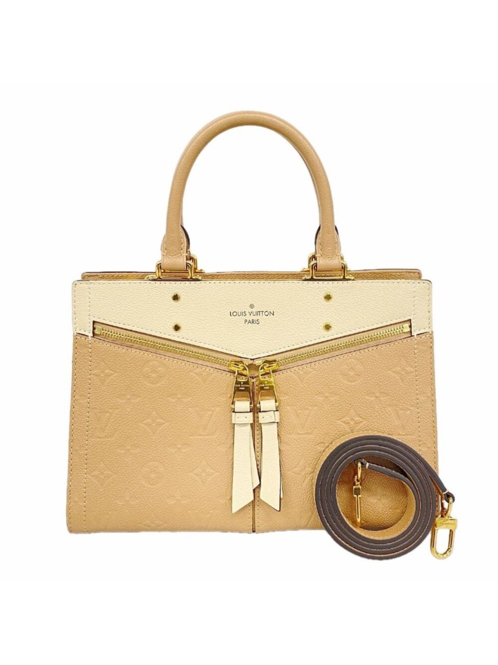 Louis Vuitton Handbag Monogram Empreinte Three PM Beige Rose Cream 2-Way Bag